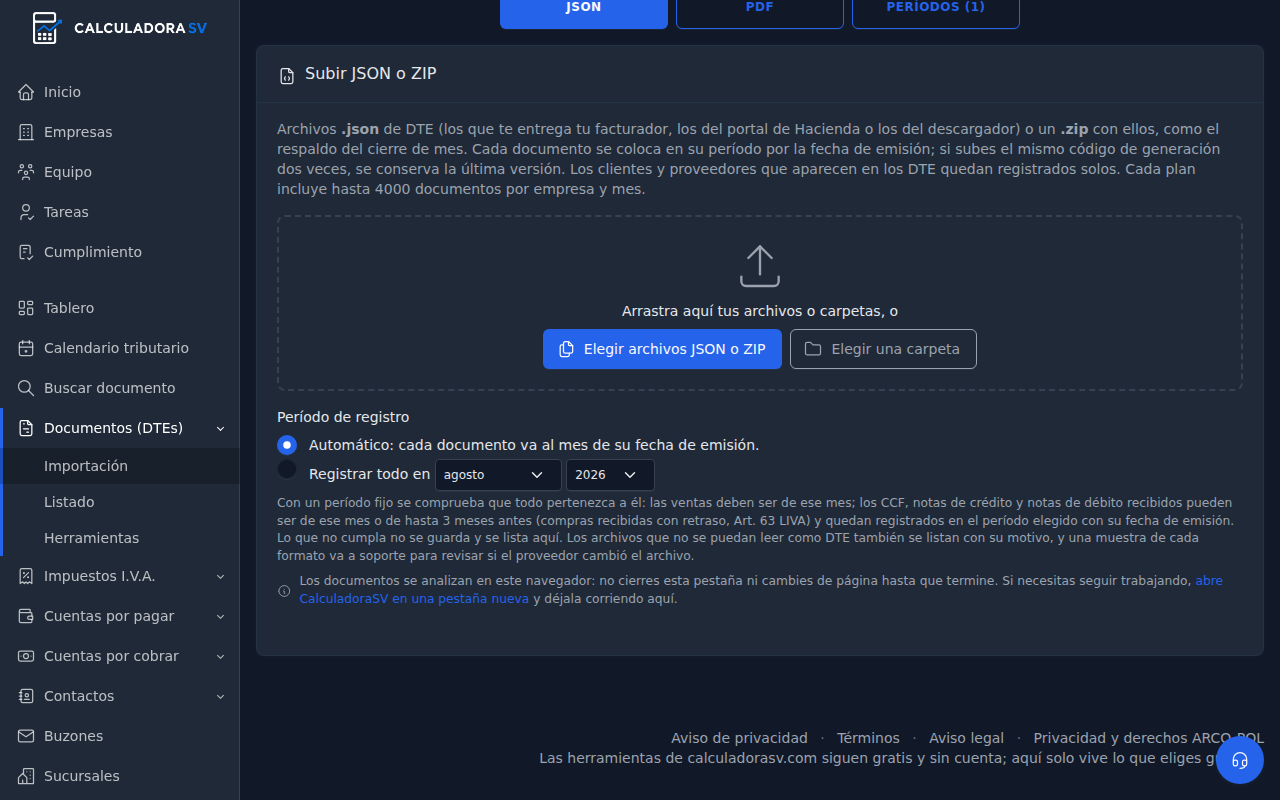 JSON o ZIP: captura real del app