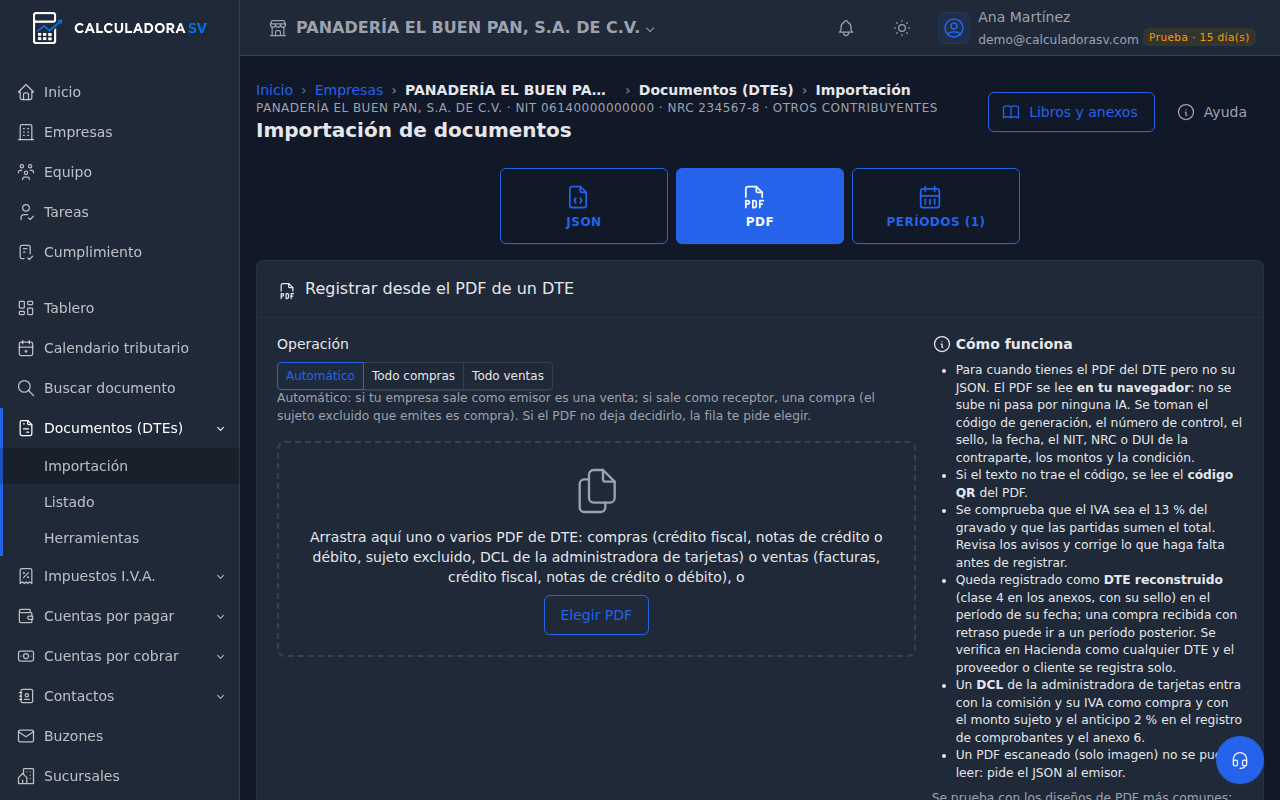 El PDF del proveedor: captura real del app