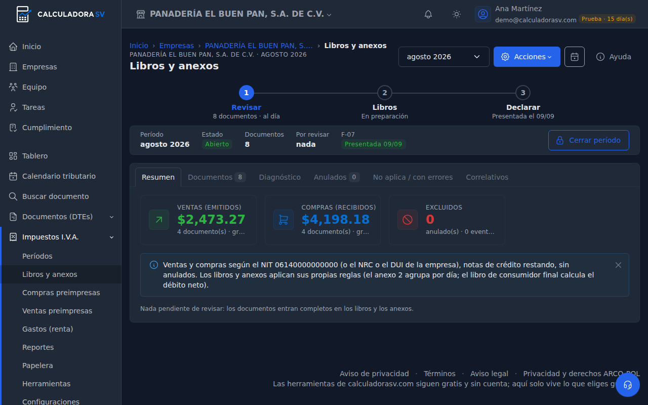 Libros y anexos en tres pasos